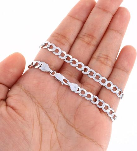 Nuragold 10k Real White Gold Solid Cuban Curb Link 6mm Chain Necklace (20"-30") Italian Jewelry for Men in Saudi Arabia