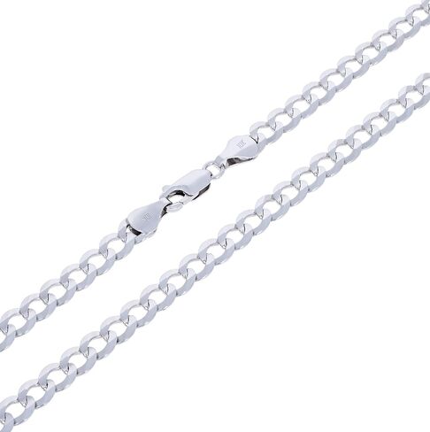 Nuragold 10k Real White Gold Solid Cuban Curb Link 6mm Chain Necklace (20"-30") Italian Jewelry for Men in Saudi Arabia
