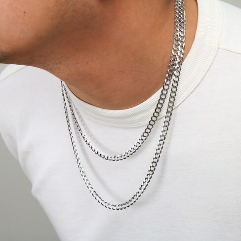 Nuragold 10k Real White Gold Solid Cuban Curb Link 6mm Chain Necklace (20"-30") Italian Jewelry for Men in Saudi Arabia