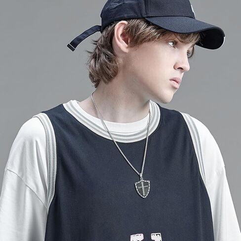 Shield of Faith Necklace with Ephesians 6:11-18 925 Sterling Silver Armor of God Pendant Knight Templar Necklace Jewelry Gift for Men in Saudi Arabia