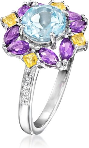 Ross-Simons 1.50 Carat Sky Blue Topaz and .60 ct. t.w. Multi-Gemstone Ring With White Topaz in Sterling Silver in Saudi Arabia