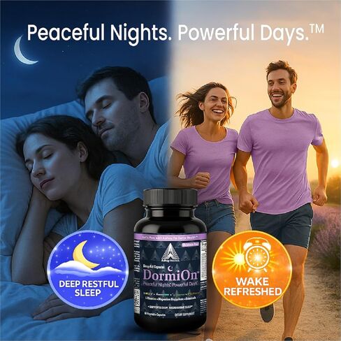 DormiOn™ أفضل مساعد للنوم خالي من الميلاتونين. 10 في 1 للنوم، والإجهاد، والكورتيزول، والمزاج، والدعم المعرفي مع الناردين، والغابا، والأشواغاندا، والثيانين، والمغنيسيوم والأعشاب للنوم الطبيعي العميق والاستيقاظ منتعشًا. in Saudi Arabia
