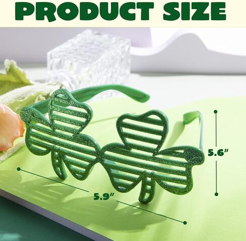 JOYIN 24 PCS St. Patrick's Day Shamrock Glitter Glasses, Saint Patrick Party Costume Green Clover Dressing-up Accessories Party Favor and Supplies in Saudi Arabia
