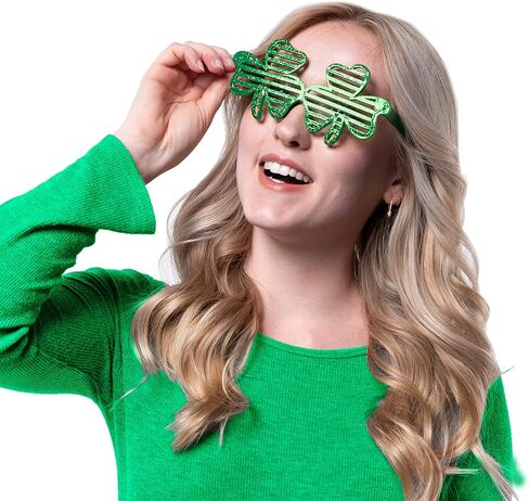 JOYIN 24 PCS St. Patrick's Day Shamrock Glitter Glasses, Saint Patrick Party Costume Green Clover Dressing-up Accessories Party Favor and Supplies in Saudi Arabia