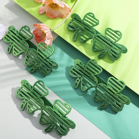 JOYIN 24 PCS St. Patrick's Day Shamrock Glitter Glasses, Saint Patrick Party Costume Green Clover Dressing-up Accessories Party Favor and Supplies in Saudi Arabia