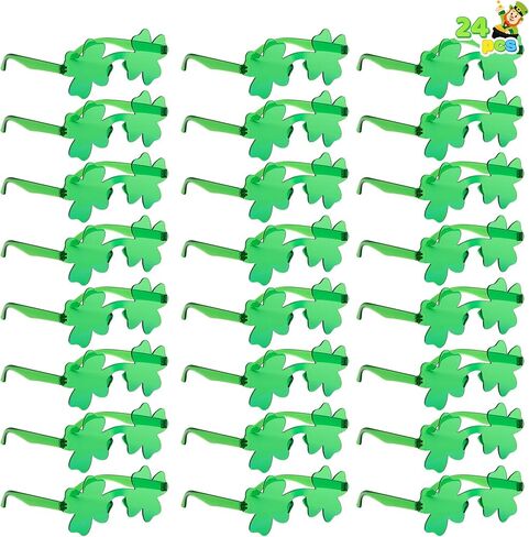 JOYIN 24 PCS St. Patrick's Day Shamrock Glitter Glasses, Saint Patrick Party Costume Green Clover Dressing-up Accessories Party Favor and Supplies in Saudi Arabia