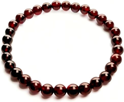 Natural garnet bead bracelet for women - 6mm wine red elastic bracelet, soothing meditation crystal gemstone bracelet - garnet jewelry in Saudi Arabia