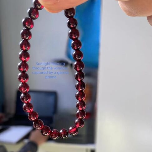 Natural garnet bead bracelet for women - 6mm wine red elastic bracelet, soothing meditation crystal gemstone bracelet - garnet jewelry in Saudi Arabia