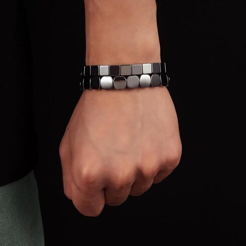 Hematite Bracelets for Women Men Natural Stone Hematite Bracelet Black Stretch Beaded Bracelet Energy Inspirational Gifts in Saudi Arabia