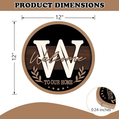 Monogram Letter H Front Door Sign, Welcome to Our Home Family Last Name Initial Wooden Hanger Decor Housewarming Wedding Gifts, Farmhouse Rustic Wreath Indoor Wall Hanging Decoration with Bow in Saudi Arabia