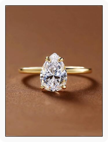 Dulin 1ct/2ct/3ct Teardrop Cubic Zirconia Engagement Ring for Women 14K Gold Plated 925 Sterling Silver Wedding Ring Promise Gift for Christmas Valentine's Day Birthday Gift for Her in Saudi Arabia