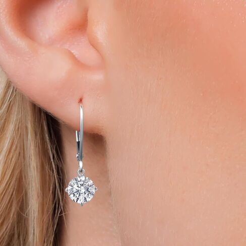 Gem Stone King 2.00 Cttw IGI Certified Lab Grown Diamond Dangle Drop Earrings For Women in 14K White Gold | Round 1 Ct Each | VS1 Clarity | E-F Color in Saudi Arabia