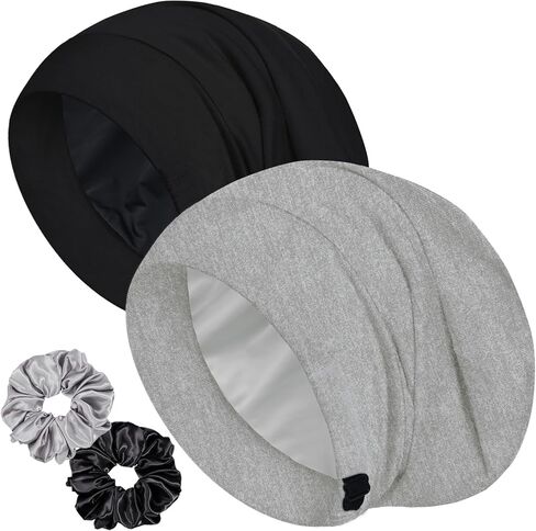 Sleep Cap Bonnet for Sleeping, Adjustable Cooling Ice Silk Lined Hair Bonnets for Natural Curly Braids Beanie Hat Women Men in Saudi Arabia