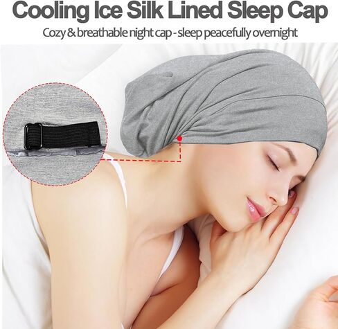 Sleep Cap Bonnet for Sleeping, Adjustable Cooling Ice Silk Lined Hair Bonnets for Natural Curly Braids Beanie Hat Women Men in Saudi Arabia