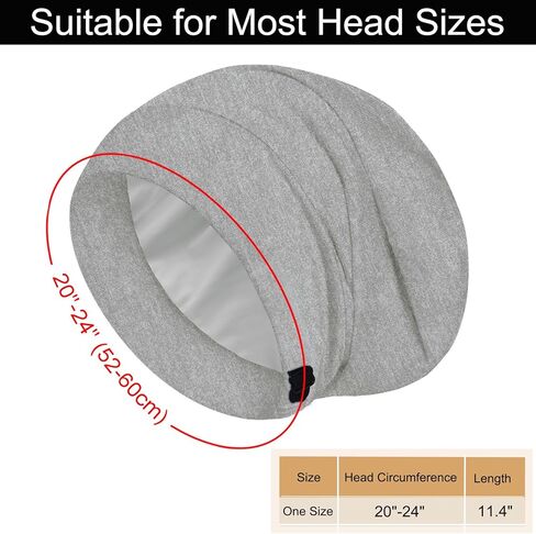 Sleep Cap Bonnet for Sleeping, Adjustable Cooling Ice Silk Lined Hair Bonnets for Natural Curly Braids Beanie Hat Women Men in Saudi Arabia