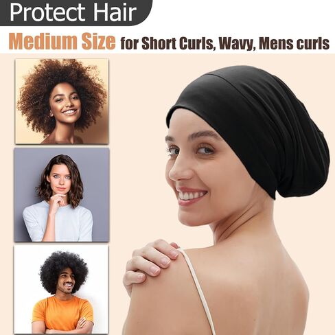 Sleep Cap Bonnet for Sleeping, Adjustable Cooling Ice Silk Lined Hair Bonnets for Natural Curly Braids Beanie Hat Women Men in Saudi Arabia