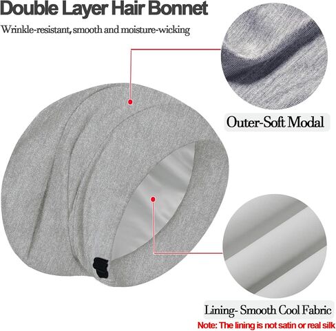 Sleep Cap Bonnet for Sleeping, Adjustable Cooling Ice Silk Lined Hair Bonnets for Natural Curly Braids Beanie Hat Women Men in Saudi Arabia