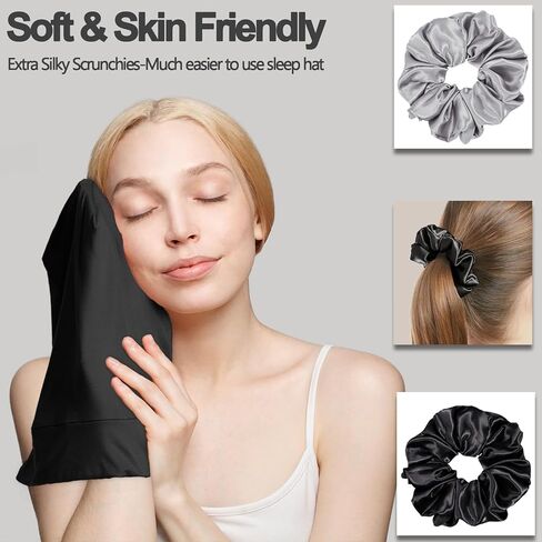 Sleep Cap Bonnet for Sleeping, Adjustable Cooling Ice Silk Lined Hair Bonnets for Natural Curly Braids Beanie Hat Women Men in Saudi Arabia