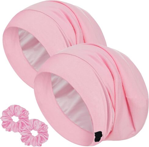Sleep Cap Bonnet for Sleeping, Adjustable Cooling Ice Silk Lined Hair Bonnets for Natural Curly Braids Beanie Hat Women Men in Saudi Arabia