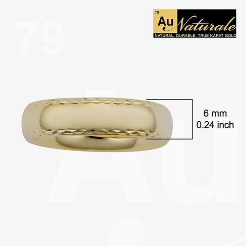 Au Naturale 10k Yellow Gold 6 mm Milgrain Comfort Fit Band Wedding Ring for Men and Women | Size 7, 8, 9 or 10 in Saudi Arabia