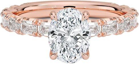 خاتم خطوبة مويسانيتي بيضاوي 1-5 قيراط عديم اللون VVS1 10K 14K 18K من الذهب الصلب، خاتم زفاف من الفضة الإسترليني عيار 925 هدية الكريسماس للنساء in Kuwait