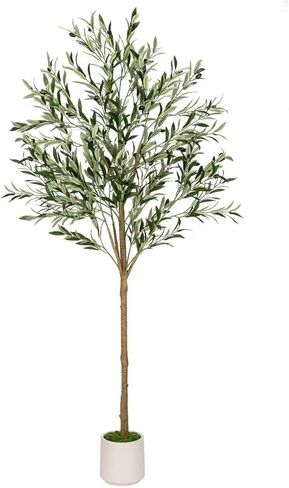 Artificial Olive Tree - Tall Indoor Faux Olive Tree with Planter & Basket, Realistic Fake Olive Tree with Fruits for Home Office Decor Living Room (5ft) in Saudi Arabia