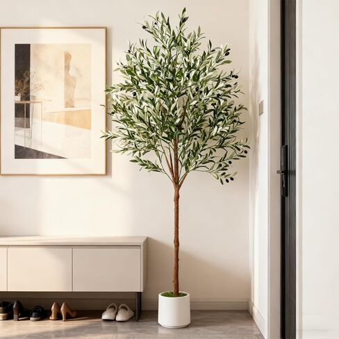 Artificial Olive Tree - Tall Indoor Faux Olive Tree with Planter & Basket, Realistic Fake Olive Tree with Fruits for Home Office Decor Living Room (5ft) in Saudi Arabia
