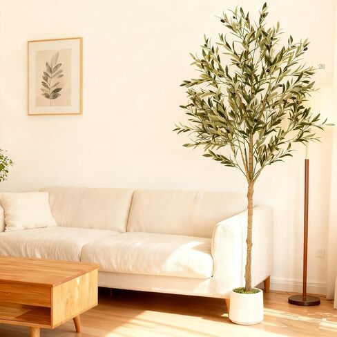 Artificial Olive Tree - Tall Indoor Faux Olive Tree with Planter & Basket, Realistic Fake Olive Tree with Fruits for Home Office Decor Living Room (5ft) in Saudi Arabia