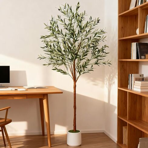 Artificial Olive Tree - Tall Indoor Faux Olive Tree with Planter & Basket, Realistic Fake Olive Tree with Fruits for Home Office Decor Living Room (5ft) in Saudi Arabia