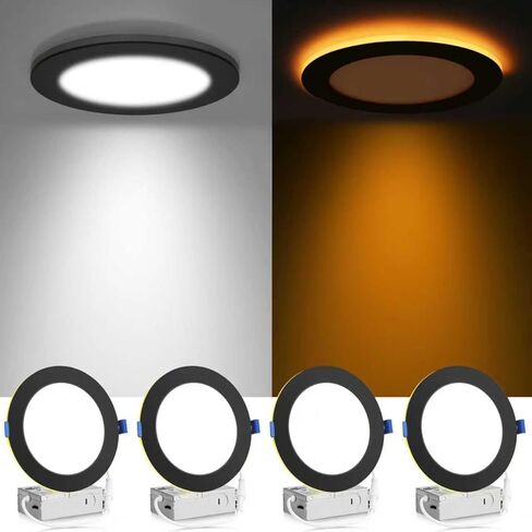 meconard 4 pack 6 inch 5cct led lefcted lighting مع ضوء ليلي ، 2700k/3000k/3500k/4000k/5000k مصابيح سقف LED مريحة للغاية ، 12W = 110W ، 1050lm ، و dimmable verlight etl & fcc in Kuwait