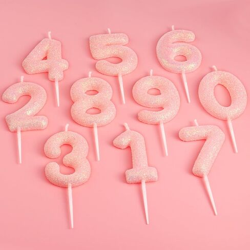 2nd Glitter Birthday Candles,Pink Birthday Number Candle,Macaroon 3D Flash Number 2 Candle,Suitable for Girls and Boys' Birthdays,Weddings,Anniversaries,Theme Party Cake Decorations in Saudi Arabia
