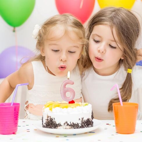 2nd Glitter Birthday Candles,Pink Birthday Number Candle,Macaroon 3D Flash Number 2 Candle,Suitable for Girls and Boys' Birthdays,Weddings,Anniversaries,Theme Party Cake Decorations in Saudi Arabia