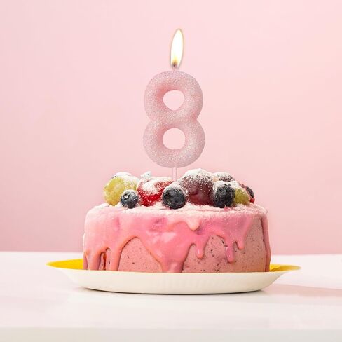 2nd Glitter Birthday Candles,Pink Birthday Number Candle,Macaroon 3D Flash Number 2 Candle,Suitable for Girls and Boys' Birthdays,Weddings,Anniversaries,Theme Party Cake Decorations in Saudi Arabia