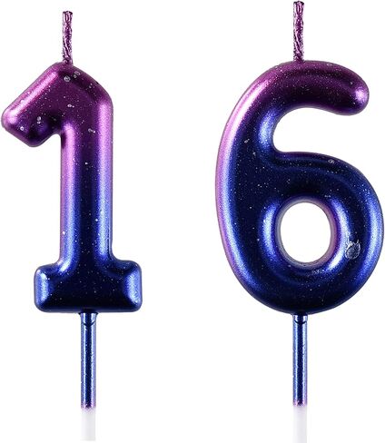 16 & 61 Birthday Candle, 16th & 61st Cake Candles, Number 16 & 61 Birthday Candles for Cake Topper Decoration, Black in Saudi Arabia