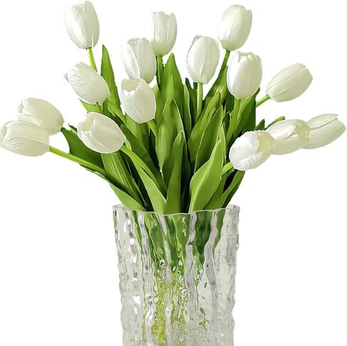 12pcs Pink Artificial Tulips, Real Touch Silk Faux Flowers, 13.8 Inch Stems, for Wedding Home Decor, Mother's Day Easter Gifts, Table Centerpiece Bouquets Arrangements in Saudi Arabia