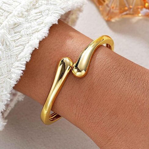 Gold Bangle Bracelets for Women Teens Trendy Chunky Gold/Silver Jewelry Adjustable Twist Cuff Bracelet Gifts in Saudi Arabia