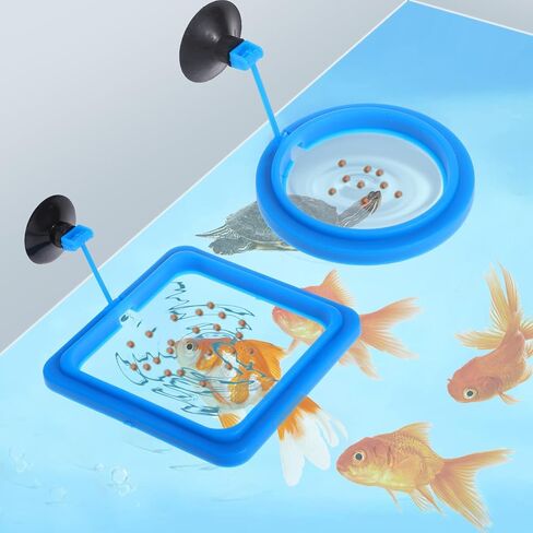 2 PCS Fish Feeding Ring, Aquarium Feeding Ring Automatic Goldfish Tank Feeder Dispenser Auto Live Betta Fish Vacation Feeder Floating Food Accessories for Turtle, Coral, Goldfish (Black) in Kuwait