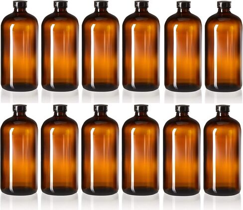 4 Pack - 32oz Boston Round Air Tight Seal Amber Glass Growler Kombucha Bottles- with Phenolic Poly Cone Insert Caps for Secondary Kombucha Fermentation and Film Developing Bottles in Kuwait
