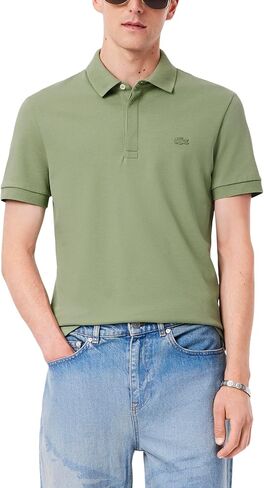 قميص بولو رجالي من Lacoste بمقاس عادي من قماش بيكيه باريس القابل للتمدد، مقاس متوسط in Saudi Arabia