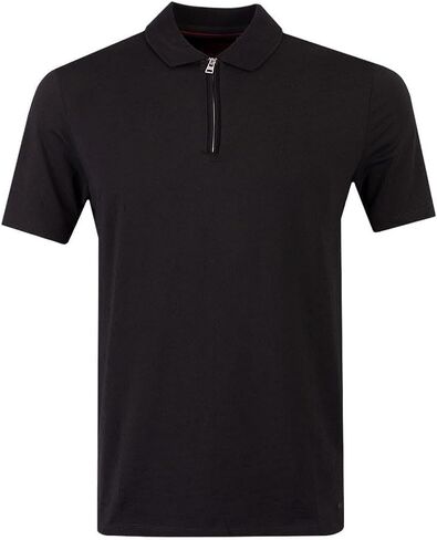 Hugo Boss Men's Dekok233 Black Half Zip Black Cotton Short Sleeve Polo T-Shirt (US, Alpha, Small, Regular, Regular, Black) in Saudi Arabia