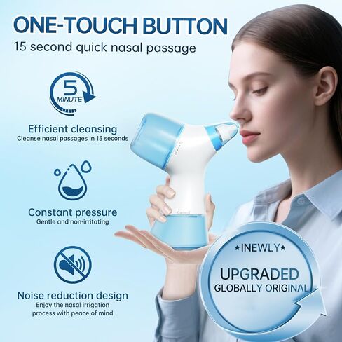 نظام ري الأنف، جهاز ري الأنف، آلة شطف الجيوب الأنفية، آلة شطف الأنف، وضعان لتنظيف الأنف مع وظيفة تجميع النفايات التلقائية للجيوب الأنفية وسيلان الأنف واحتقان الأنف in Kuwait