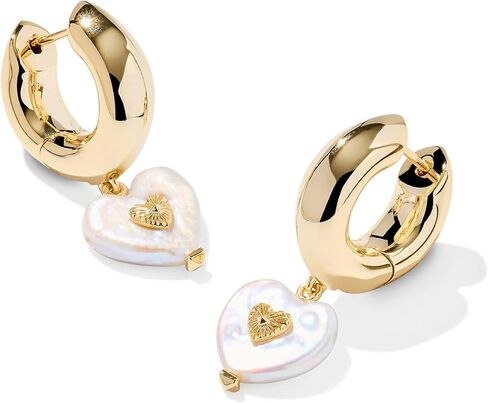 أقراط Kendra Scott للنساء من Sasha Heart Huggie أقراط ذهبية من لؤلؤ المياه العذبة المزروعة مقاس واحد in Saudi Arabia