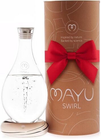 Mayu Dwirl المهيكلة carafe - مبتكرة تقنية دوامة يدوي يدوي. مرشح ما بعد التناضح العكسي مرشح تهوية موزع المياه 1.5 لتر | 51 أوقية تصميم إبريق زجاجي (قاعدة الأرض) in Kuwait