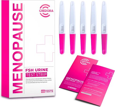 Menopause Test Strips at Home (5 Pack) Results in 3 Minutes - FSH Menopause Stage Indicator | Perimenopause Test Strips Help You Determine Your Menopause Levels in Saudi Arabia