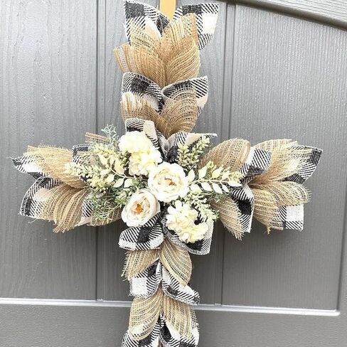 2 Pack 24 Inch Wire Wreaths Frame for Crafts, Cross Shaped Metal Wreaths Form Floral Flower Wreath Frames for Easter Spring Christmas Holiday Front Door Wreath Making Supplies in Kuwait