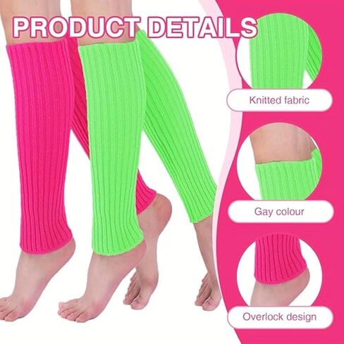 80s Neon Leg Warmers and Fishnet Gloves Set for Women, Stretchy 80s Costume Accessories for Yoga Running Birthday Party Halloween Performances in Saudi Arabia