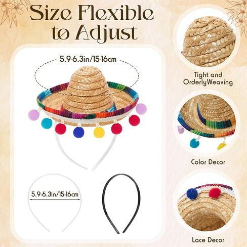8 Pcs Mexican Costume Set for Adults Include Mexican Serape Poncho with Straw Sombrero Headbands for Cinco De Mayo Fiesta Theme Celebration in Saudi Arabia