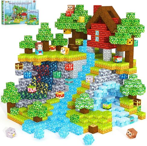 Magnetic Blocks Kids Games Building Toys for 3 4 5 6 7 8 9 10 11 12 Year Old Boys Girls, Magnetic Tiles Cubes STEM Sensory Toys for Toddler Travel Party Christmas Birthday Gifts in Saudi Arabia