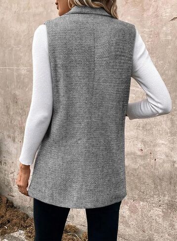Happy Sailed Vest for Women Fall Winter Sleeveless Blazer Cardigans with Pockets in Saudi Arabia