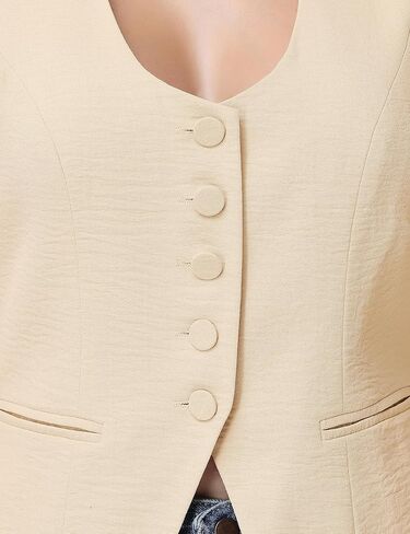 Vest Tops for Women Scoop Neck Sleeveless Fitted Waistcoat Button Work Blazer Casual Business Summer Crop Tops in Saudi Arabia